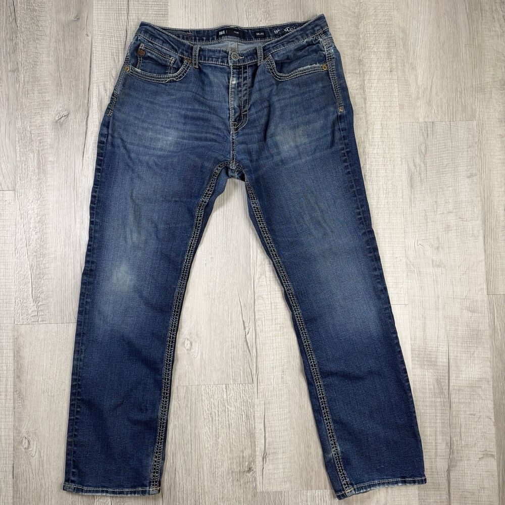 BKE Jeans Mens 36x32 Blue Tyler Bootcut Denim Pants Western Cowboy Work Cotton I